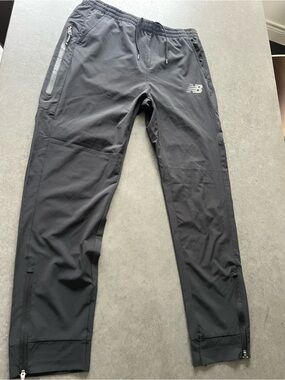 New Balance Men's Black Athletic Track Pants with Zip Ankles